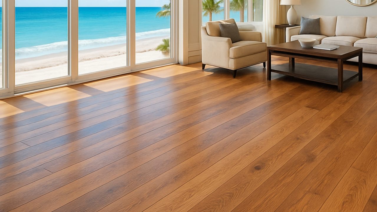 Professional flooring technician at work